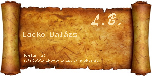 Lacko Balázs névjegykártya